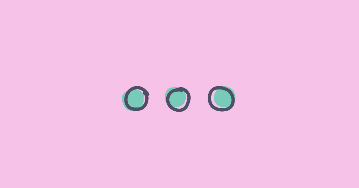 Three dots on a flat background