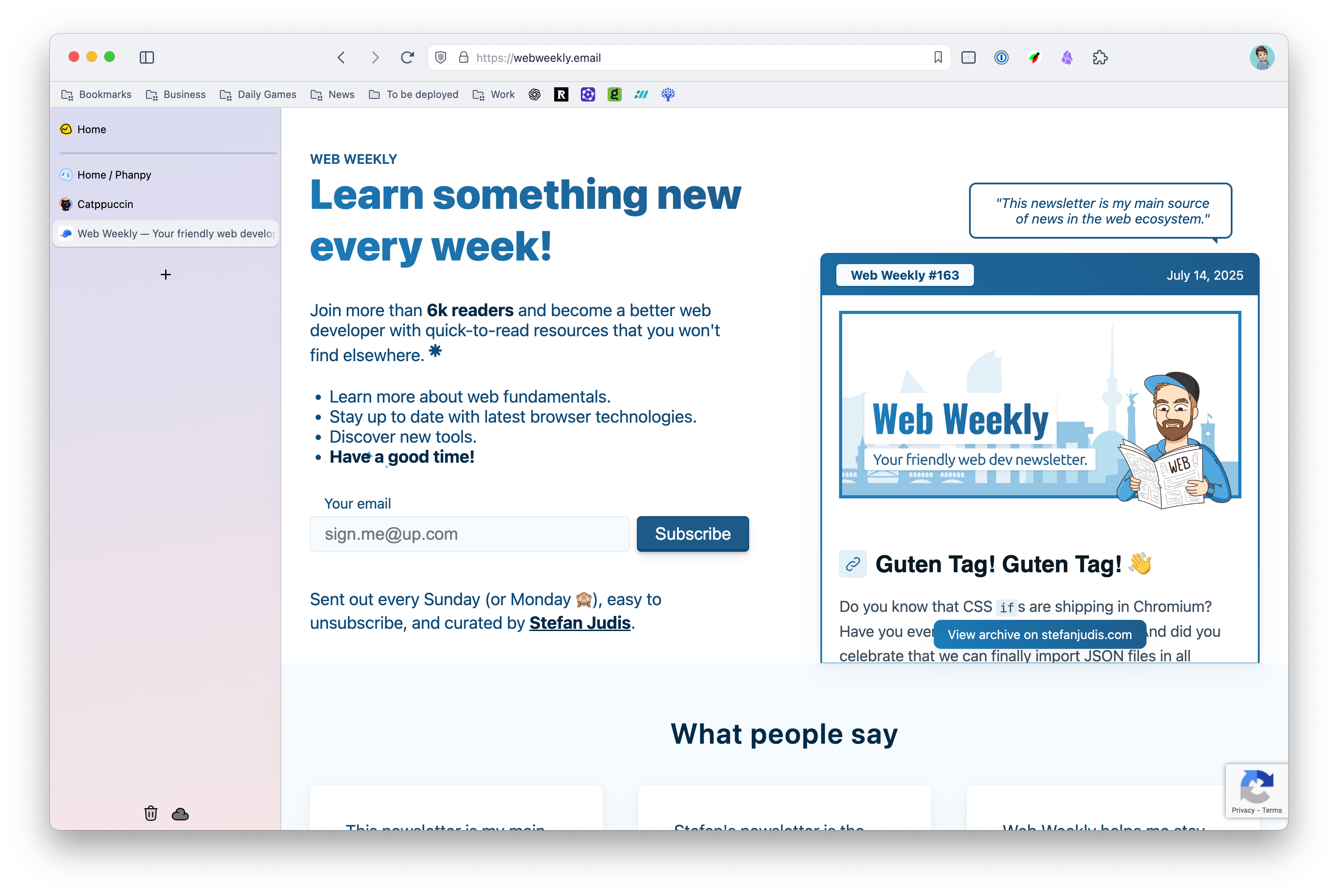 Screenshot of Vivaldi, with tabs on the left. Their look is not very polished.